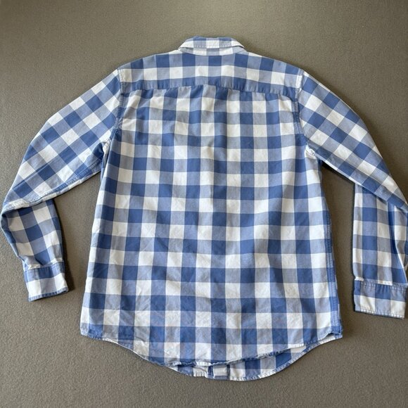 Abercrombie & Fitch Mens M Blue White Plaid Check Button Down Long Sleeve Shirt - Picture 16 of 16